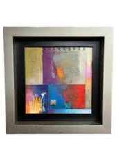 Beautiful Vintage Serafini signed 3D abstract art Geo 1 Painting Approx 23 x 34"