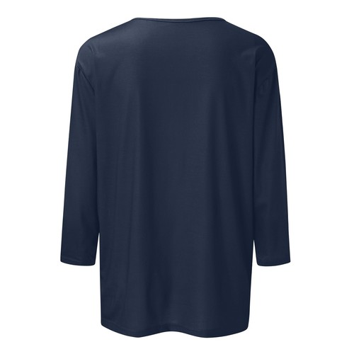 Women's Fashion Casual Three Quarter Sleeve T-Shirt Solid Color O-Neck Tops - Picture 12 of 30