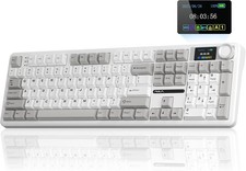 AULA F108 PRO Wireless Mechanical Keyboard Full Size Silent, RGB, White Gray