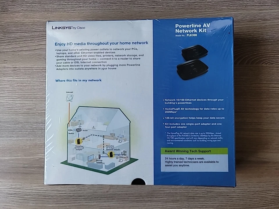 Cisco Linksys PLK300 200Mbps Powerline AV Network Kit New - Image 2 of 3