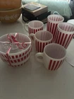 Vintage Hazel Atlas Red Candy Stripe Milk Glass.