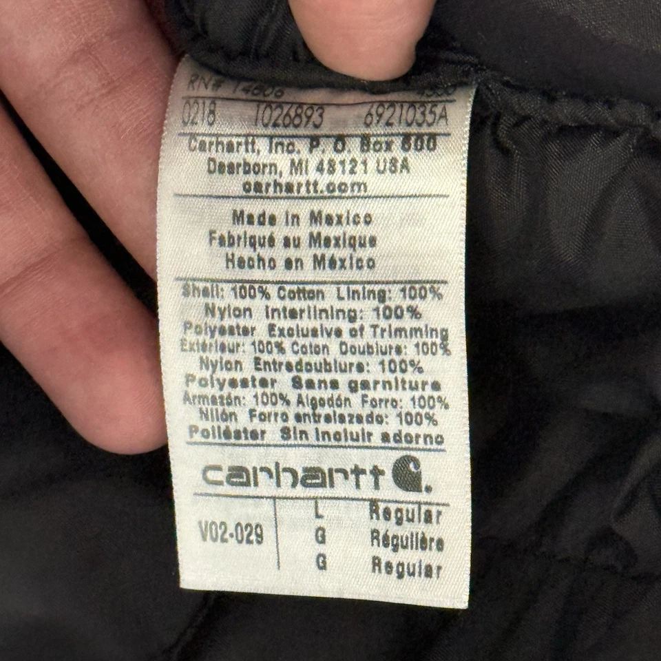 Jaqueta Colete Vintage Carhartt Masculina Grande União EUA Zíper Completo Colcha Forrada Lona V02 - Imagem 4 de 4