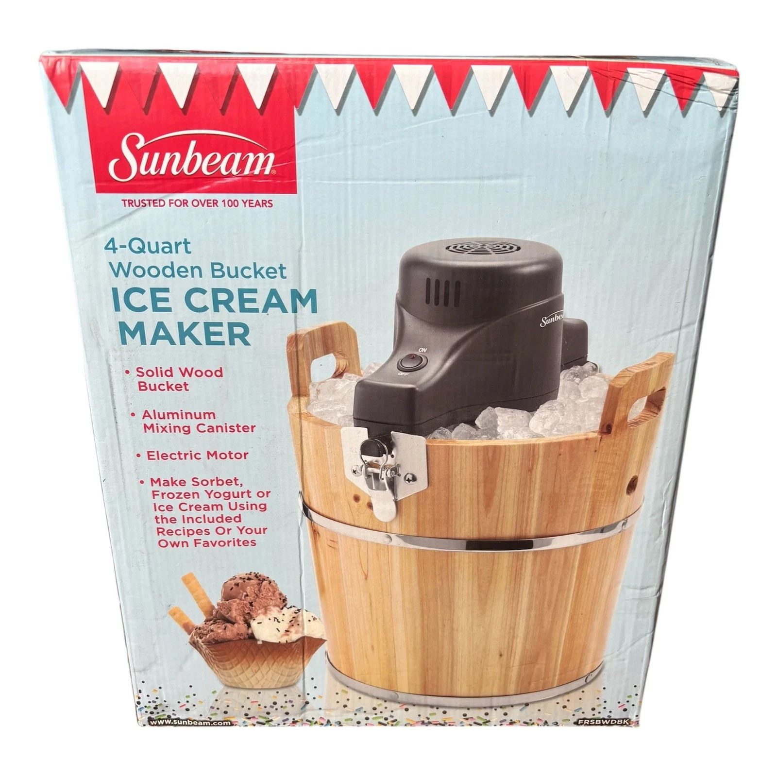 Sunbeam 4-Quart Wooden Bucket Ice Cream Maker - NEW SEALED
Opens in a new window or tab