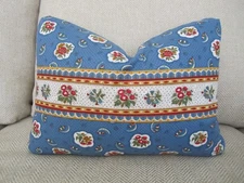 Accent Pillow Pierre Deux Red Blue Avignonet French Country Toile Fleur Fabric