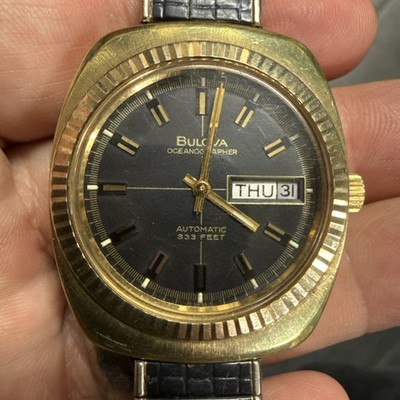 Vintage 1971 Bulova Oceanographer ''N1  Day Date Men's Automatic Watch  10kt GF