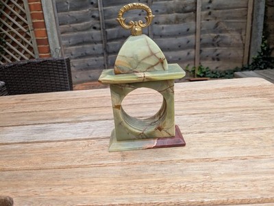 Vintage Green Onyx Marble Mantel Clock Housing Telart Viareggio Italian