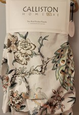 Callisto Home Peacock Bird Window Curtains Panels 38 X 96  Set Pair Ivory Drapes