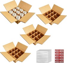 4 Sets Moving Boxes with Divider Kits 12.5" x 12.5" x 4.5" Glassware Dish