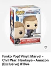 Funko Pop! Marvel Civil War: Hawkeye - Amazon (Exclusive) #1144 - NEW IN BOX