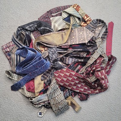 19pc Mens SILK Neckties LOT Wholesale Bulk Collectors Assorted Crafts Cutter DIY