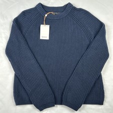 NWT Quince 100 Organic Cotton Women's Size S Fisherman Crew Sweater Navy Blue