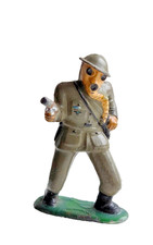 1930's Barclay B128 778 Officer with Gas Mask, Cast Helmet
