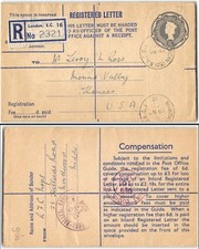 Barbican Center London Eng. to Mound Valley KS, 1954. Registered