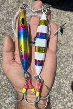 Lot 2 300g   Heavy  Jig BLUEFIN  TUNA Bomb JIGS - Best  BKK Fully Rigged Glow