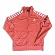 Adidas Women M Primegreen Essentials Warm Up 3 Stripes Sporty Track Jacket Pink