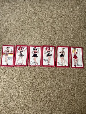 Set of 6 Fancy Pants Cocktail Napkins Pin Up Girls Linens By Dewan