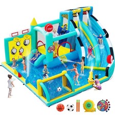 Aufblasbare Burg HappyJump XL Trampolin Rutsche Pool 470x400x220 cm