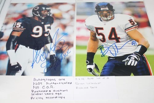Brian Urlacher and Richard Dent autographed signed 11x14 photos, NO COA, Bears