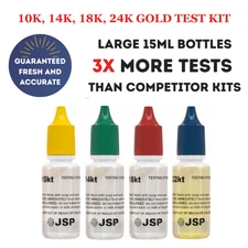Gold Jewelry Coins Bars Testing Kit 10k 14k 18k 22k Solutions Acids JSP