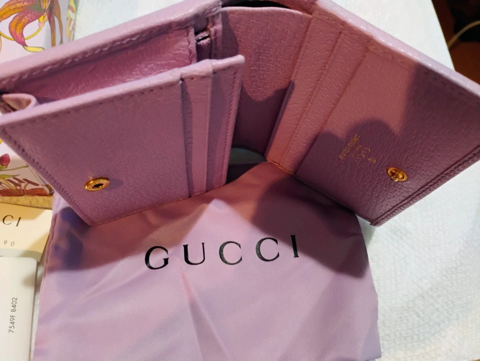 Gucci GG Marmont Flora Lona Mujer Cartera Doble Pliegue, Edición Limitada Foto 3 de 4