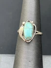 Native American 925 Sterling Silver Turquoise Leaf Design Ring Size 6