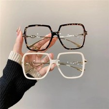 Retro Oversized Square Glasses Women Fashion Metal Frame Eyewear