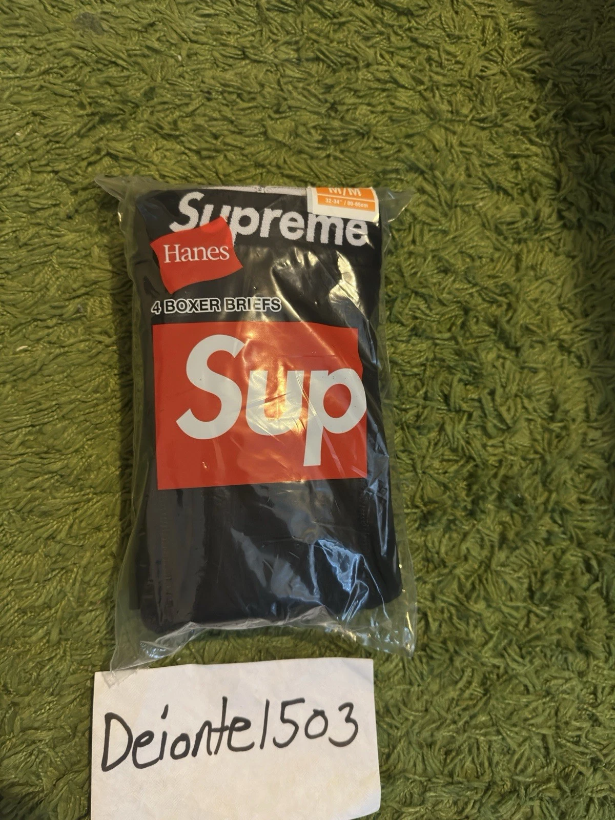 SUPREME / BOXER HANES / NOIR / LOT DE 4 (4 BOXERS) TAILLE MEDIUM / AUTHENTIQUE
