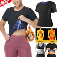 Fitness Women Sauna Sweat Top Fat Burner T-Shirts Tummy Control Shapewear Shaper