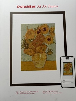 SwitchBot AI Art Frame 13,3, Digitaler Bilderrahmen mit 6-Farben E-Ink Display