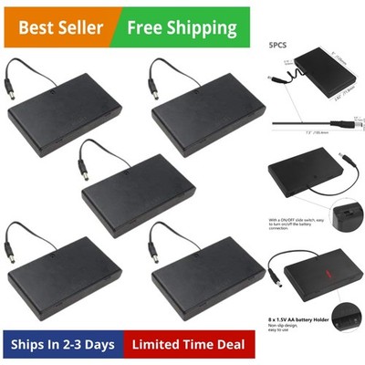 5 Pcs 12V 8AA Battery Holder 8X 1.5V AA Battery Storage Case Black Box with O...