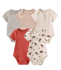 5 Pcs/Lot Four Seasons Fashion Cartoon Short Sleeve Baby Boy Girl Bodysuits A