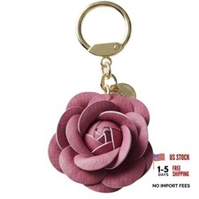 Leather Flower Keychain Bag Purse Charms for Handbags White Pink Black Rosered