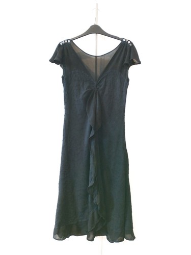 Ghost Tanya Sarne Black Embroidered Bias Cut Flared Ruffle Dress M UK 10 12 14 - Picture 13 of 13
