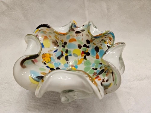 Vintage Murano Art Glass Confetti Bowl Tutti Fruitti