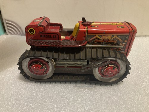 VINTAGE MARX WIND UP TIN TOY PAINTED FARM DIESEL12 TRACTOR WITH TREAD TD18 - Picture 6 of 21