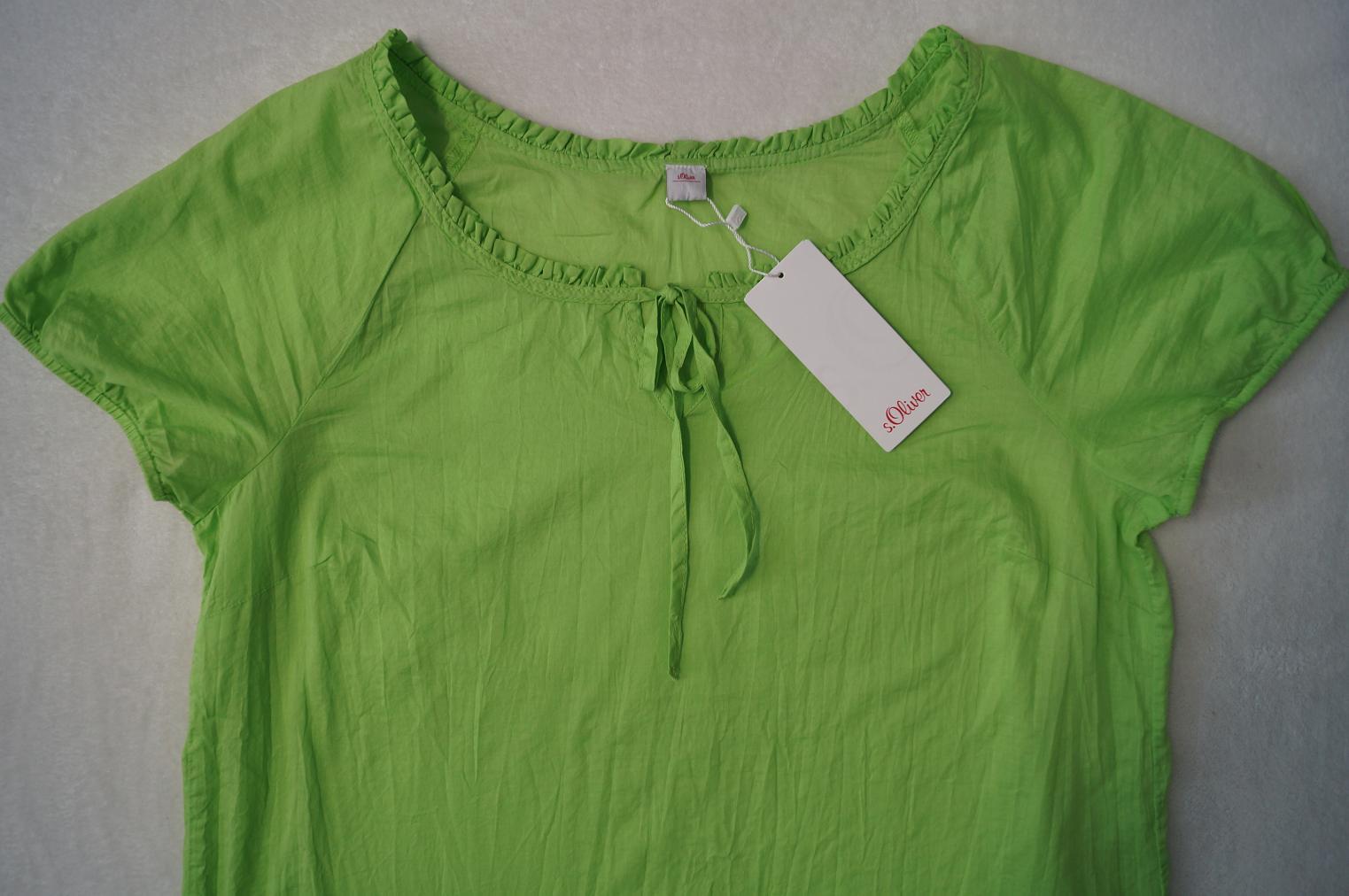 S.Oliver Damen Bluse Kurzarm - Aus Broderie Anglaise & Crêpe, Mit Flügelärmeln, Tunika-Ausschnitt, Semi-transparent