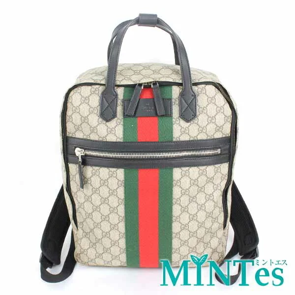 Sac à dos authentique Gucci GG Supreme Shelly 495558 toile beige grande capacité [utilisé]