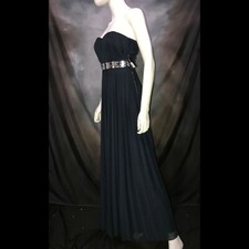 NWT Teeze Me, Macy  s Navy Long Pageant Gown Strapless Pleated Rhinestones 1/2
