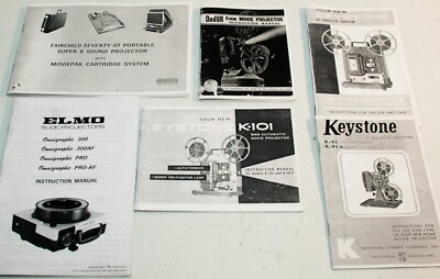7 8mm & 16mm Movie & Slide Projector Owner's, Users Manuals