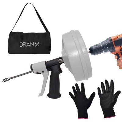 DrainX SPINFEED 50 Fuß Trommelschnecke manuell oder bohrbetrieben - automatische Verlängerung einer