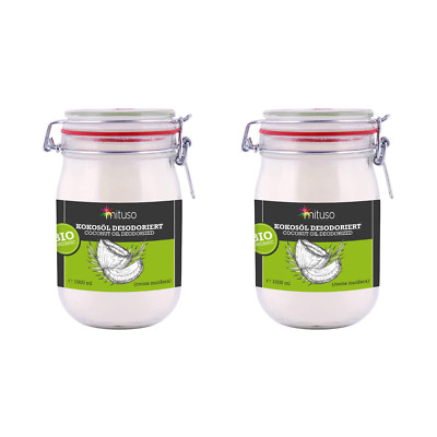 mituso Bio Kokosöl 2000ml geschmacksneutral (desodoriert) | 2L Kokosnussöl Glas