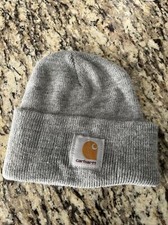 Vintage Carhartt Made in USA Gray Cuffed Beanie Skull Hat Cap Knit Adult