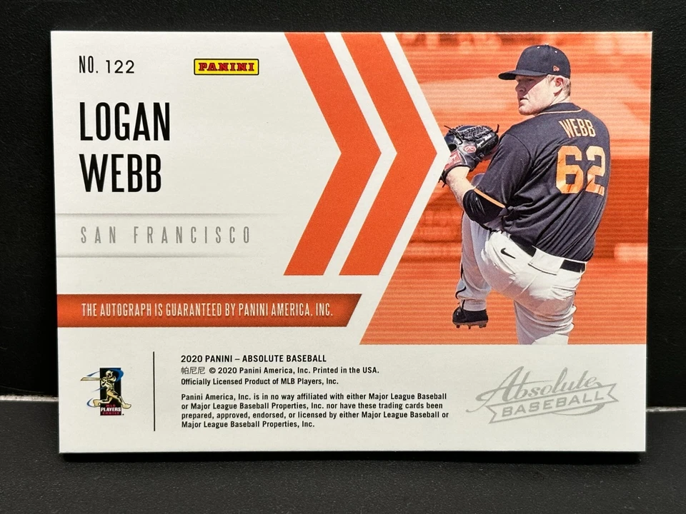 Logan Webb 2020 Panini Absolute Rookie Auto RC Card #122 Serial /149 SF Giants - Image 2 of 2