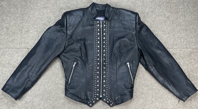Tribe America Women's Full Zip Long Sleeve Medal Beaded Leather Jacket Size 4