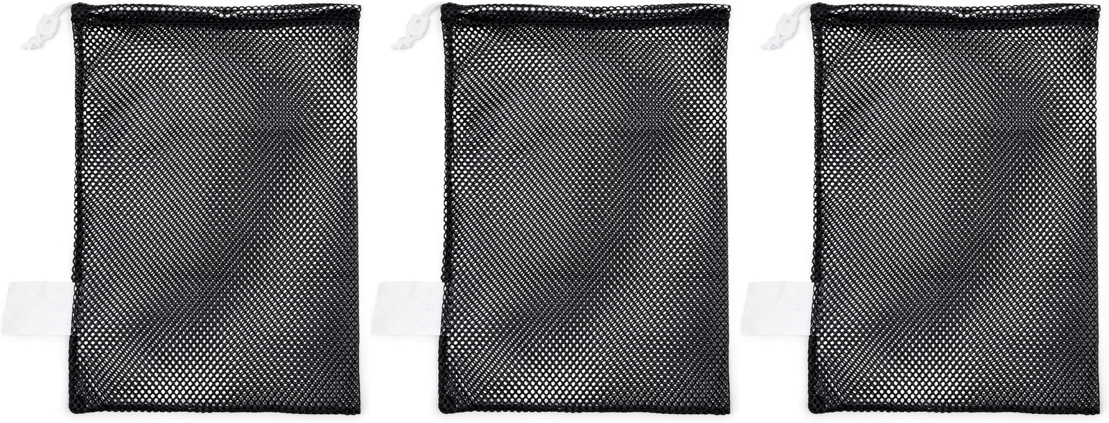 Champion Sports Nylon Mesh Equipment Bag, 18 x 12 Inches - Black (3-Pack)