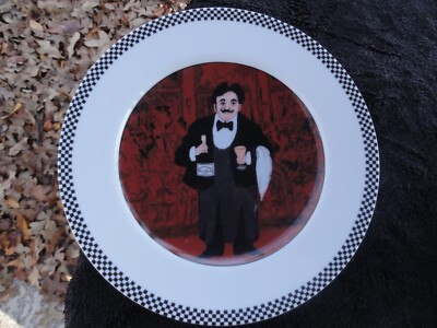 Williams Sonoma Guy Buffet Les Garcons Wine Bottle Rust & White Dinner Plate