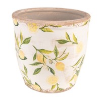 ÜBertopf Blumentopf Limonen Zitronen Ø 17X16 Cm Gelb Keramik Clayre & Eef