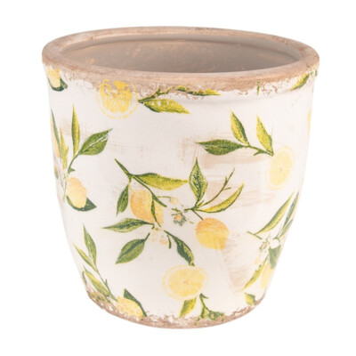 Übertopf Blumentopf Limonen Zitronen  Ø 17x16 cm Gelb Keramik Clayre & Eef