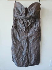 NICOLE MILLER Collection Metallic Crinkled Strapless Dress Size 2