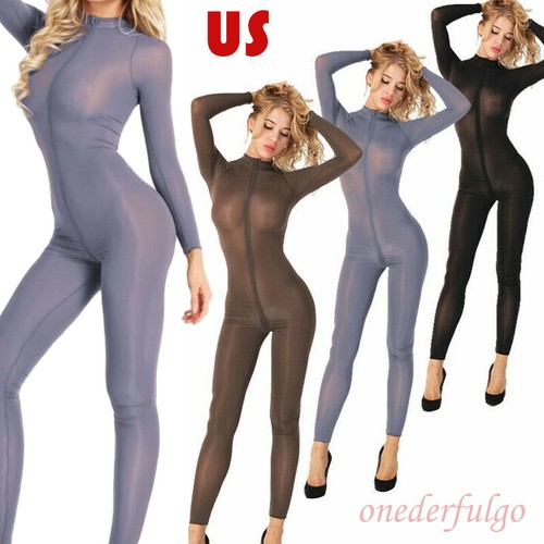 US Sexy Women Mesh Sheer Body Stocking 